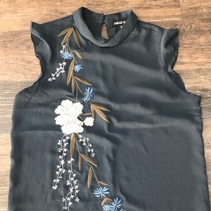 High neck floral tank top
